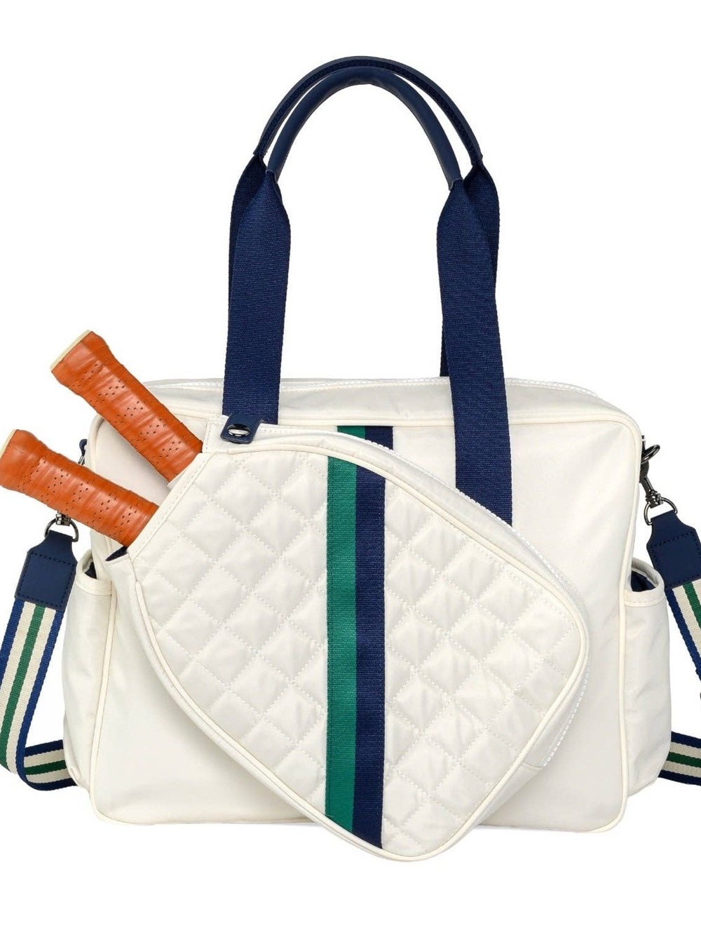 NWT Trelle & Co Bestie 2.0 Pickleball Tote Bag Ivory Navy Green